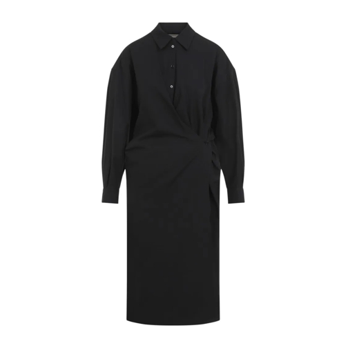 Lemaire Straight Collar Twisted Dress Black Midi Jurken