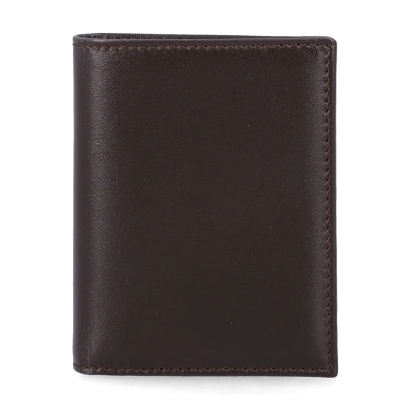 Comme des Garcons Geldbörse Refined Leather Bi-Fold Cardholder With Gold Accen Brown