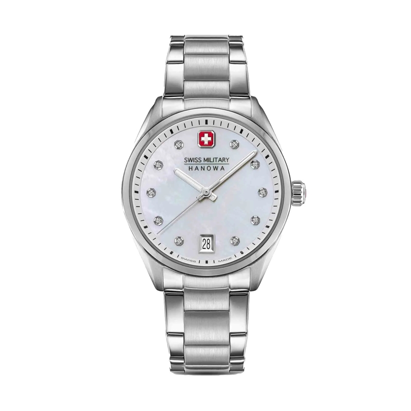 Swiss Military Hanowa Automatikuhr Quarzuhr Roadrunner Lady Sparkle silber
