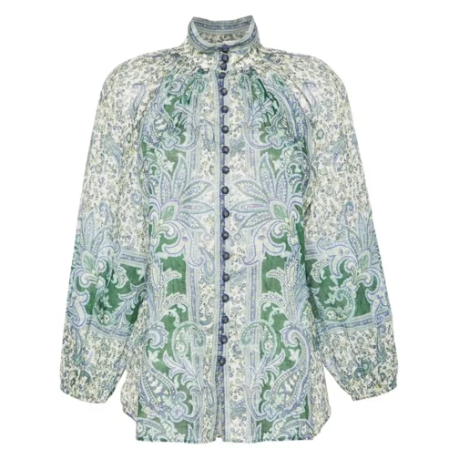 Zimmermann Ottie Paisley-Print Blouse Green 