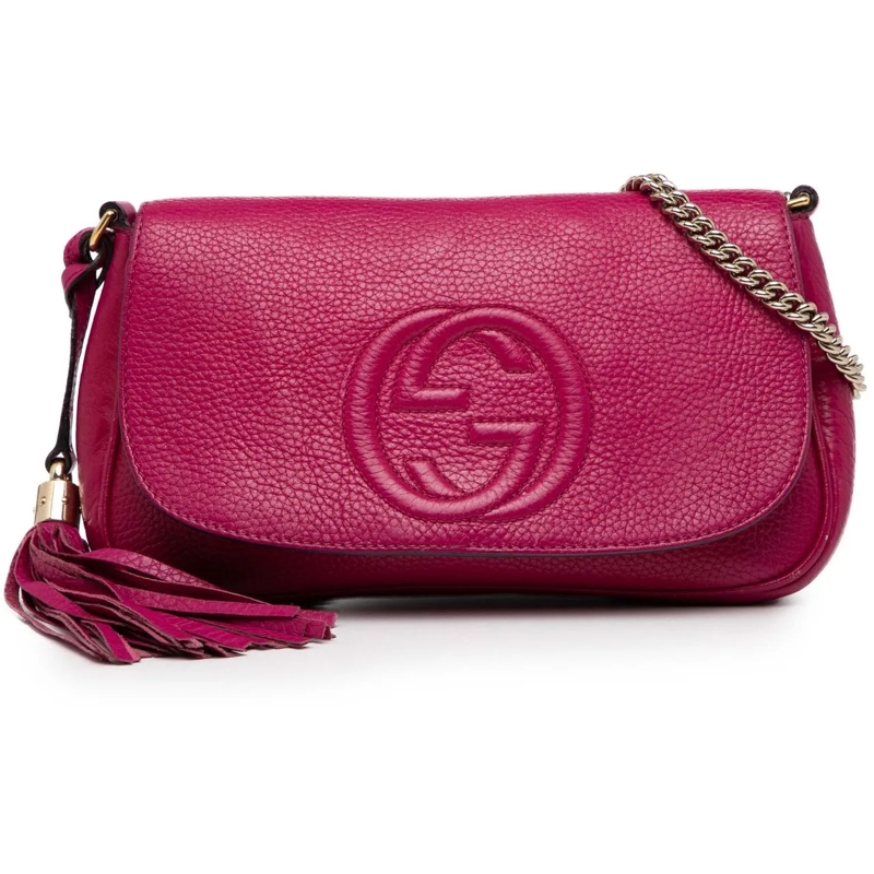 Gucci Sac à bandoulière Medium Leather Soho Chain Flap Crossbody rose