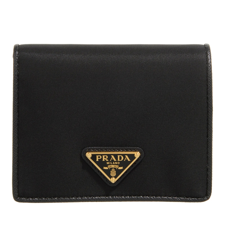 Prada Saffiano Triangolo Small Wallet Black Bi Fold Wallet