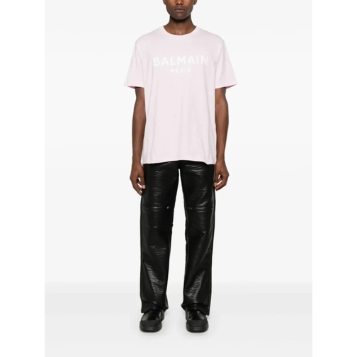 Balmain T-shirts Logo-Print Cotton T-Shirt Pink