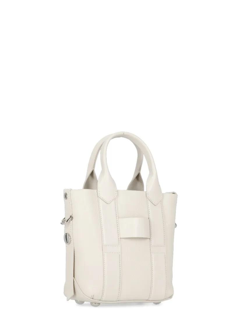 Hogan Shoppers & Totes Ivory Pebbled Leather Hand Bag in beige