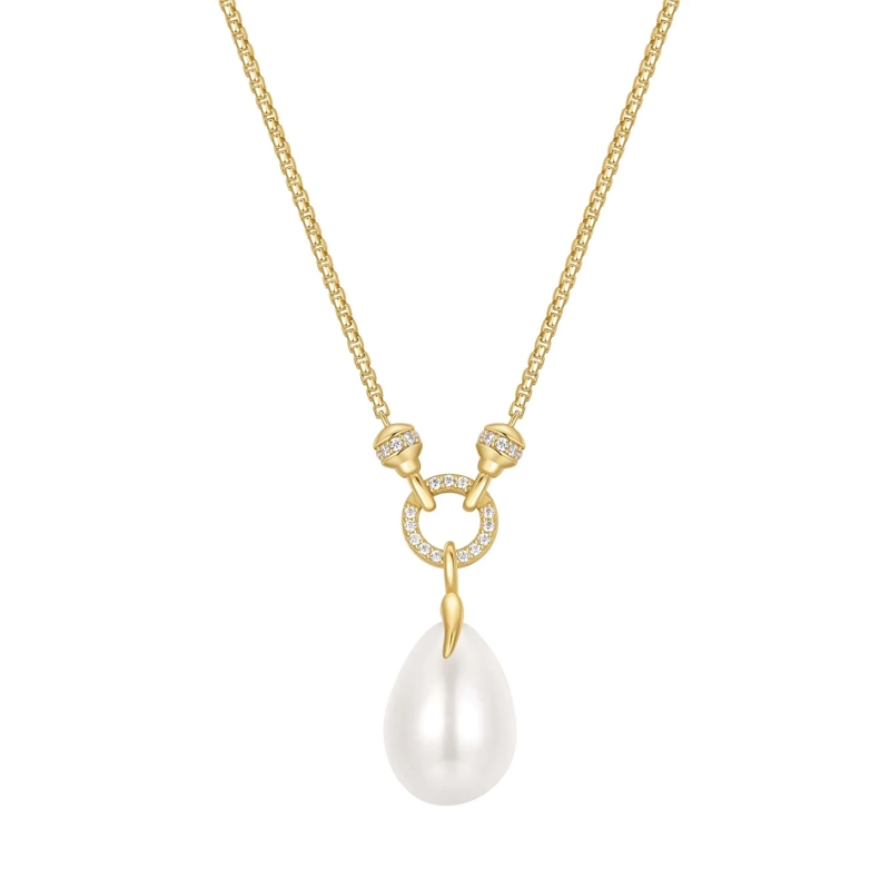 Ania Haie Mittellange Halskette 925er Sterlingsilber Shell Pearl Drop gold