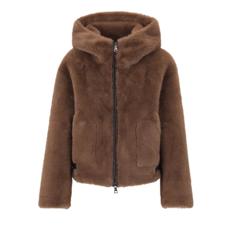 Blonde No8 Übergangsjacke Kunstpelz-Jacke ELLE dunkel-braun