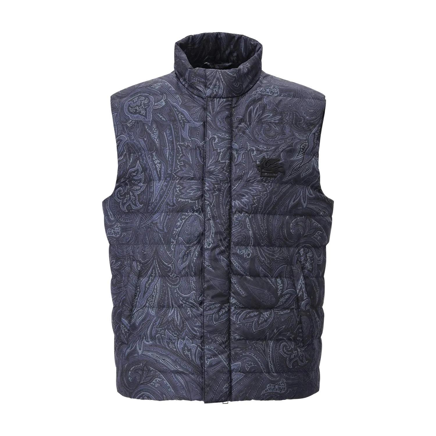 Etro - Daunenweste mit Paisley-Muster - Größe XL - blau
