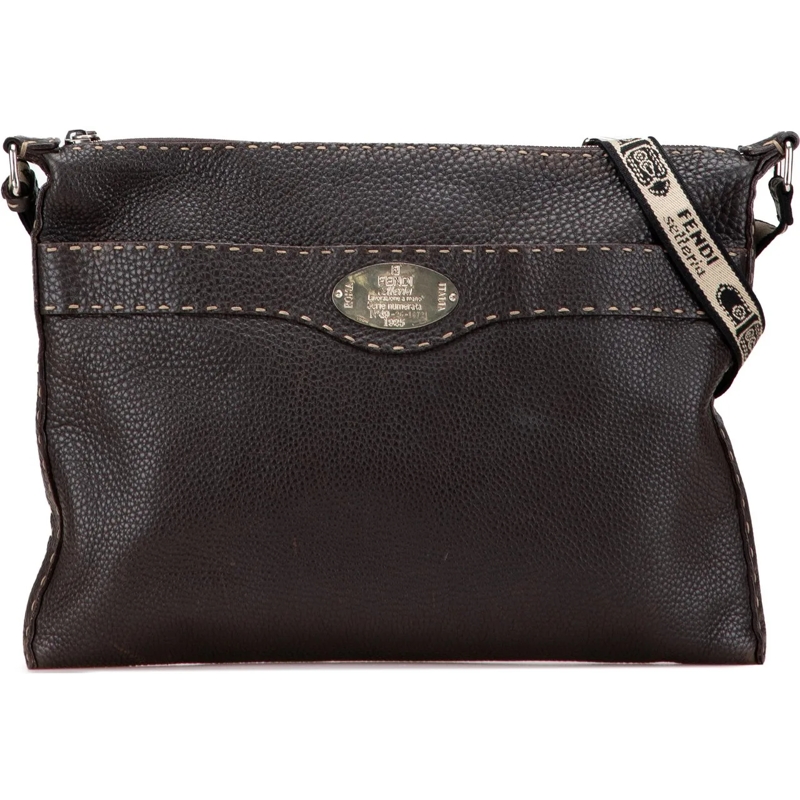 Fendi Schultertasche Leather Selleria Crossbody braun