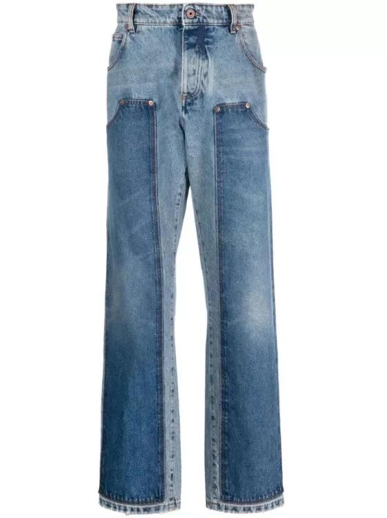 Balmain - Hybrid Panelled Straight-Leg Denim Jeans - Größe 30 - blue