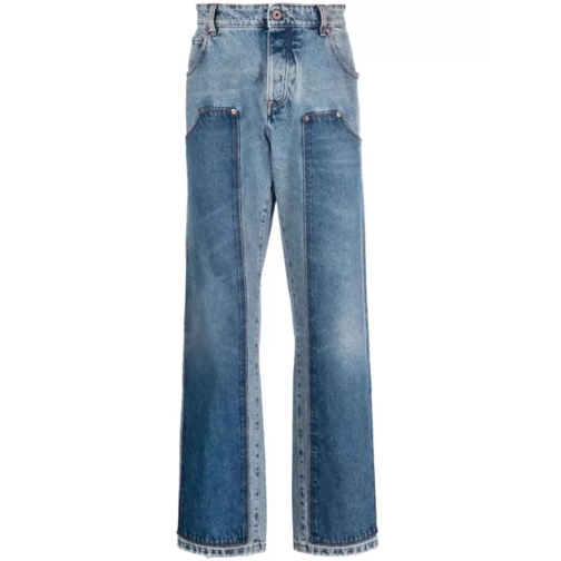 Balmain Hybrid Panelled Straight-Leg Denim Jeans Blue Rechte Been Jeans