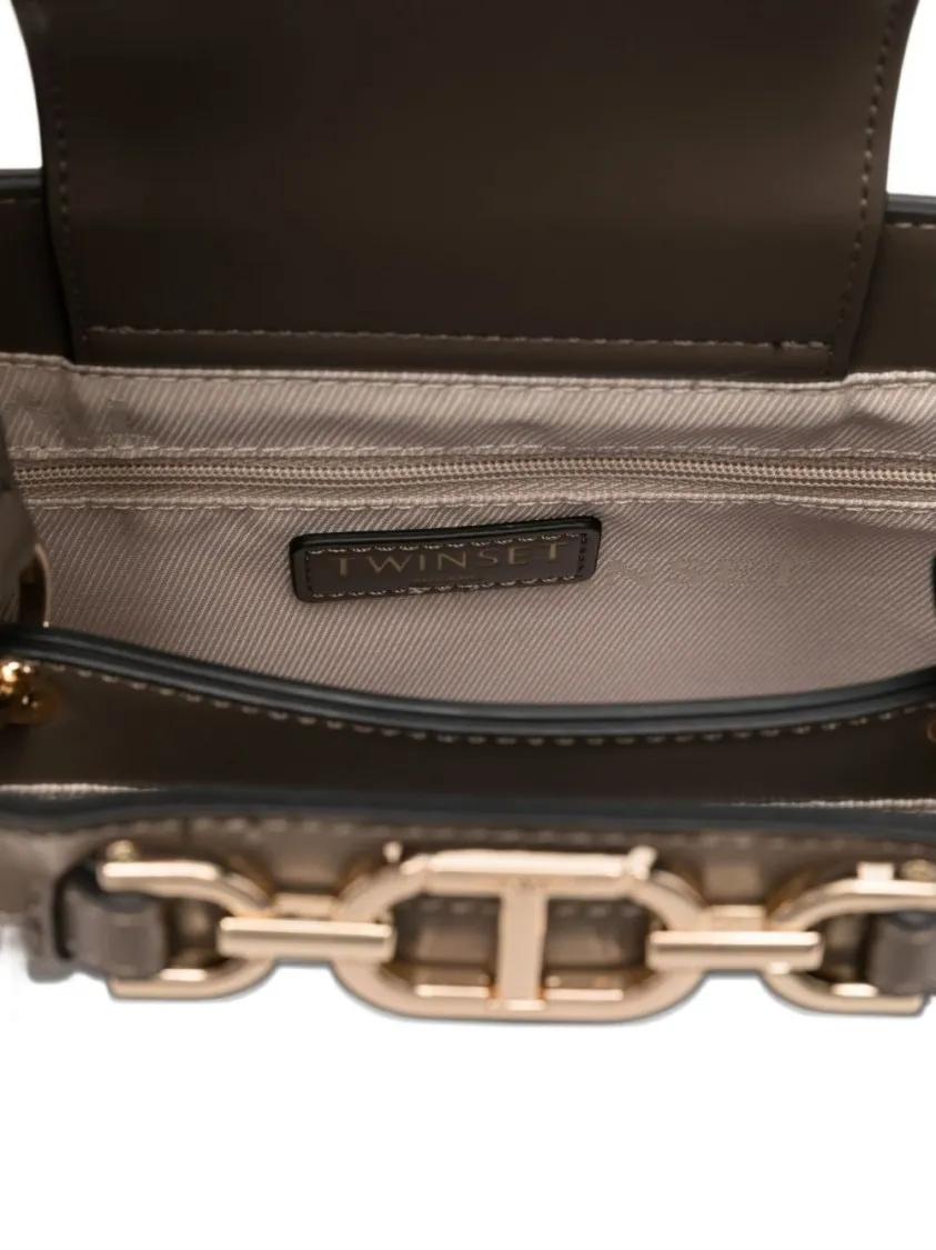 Twin-Set Crossbody bags Structured Handbag With Gold-Tone Chain Detail in bruin