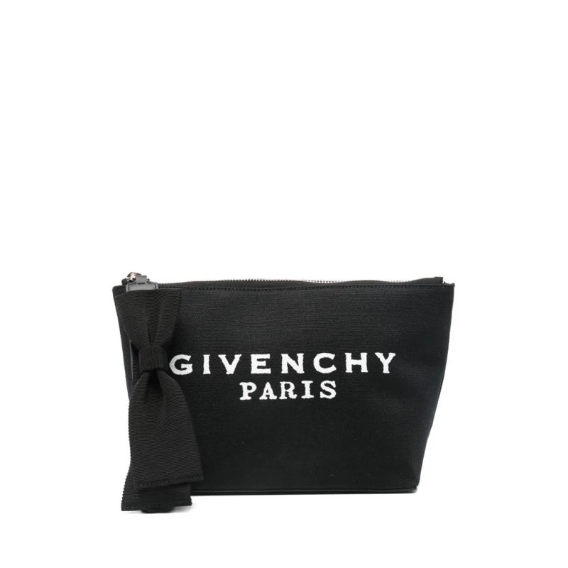 Givenchy Clutch Rectangular Black Pouch With Decorative Bow Black