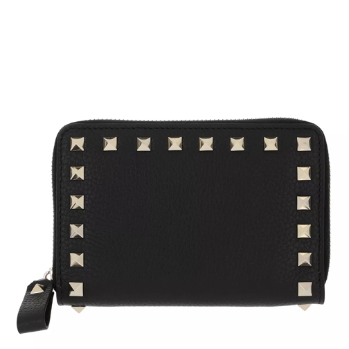 Valentino Garavani Zip-Around Wallet Leather Black Portemonnaie mit Zip-Around-Reißverschluss