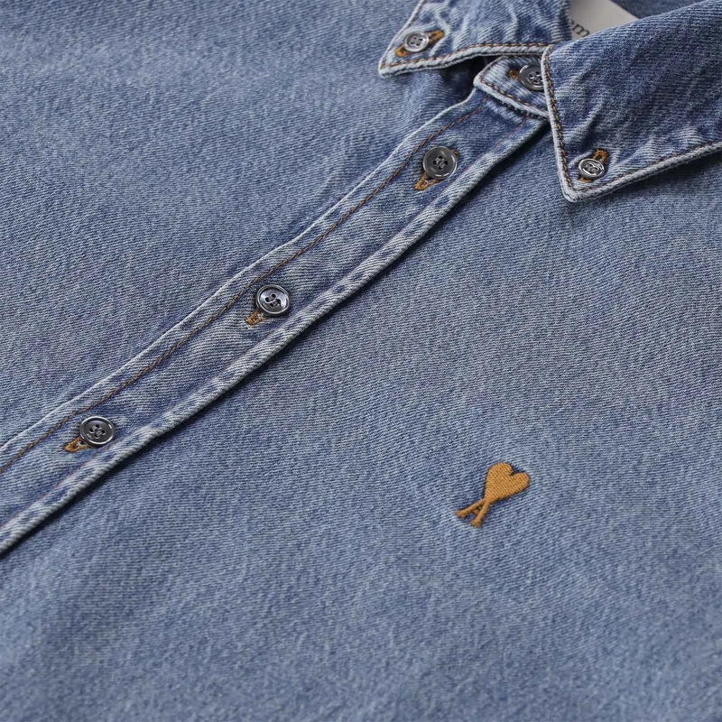 AMI Paris Hemd Button-Down Denim Shirt Blue(Image 7)
