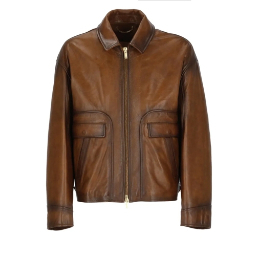 Golden Goose Leather Jacket Brown Giacche in pelle