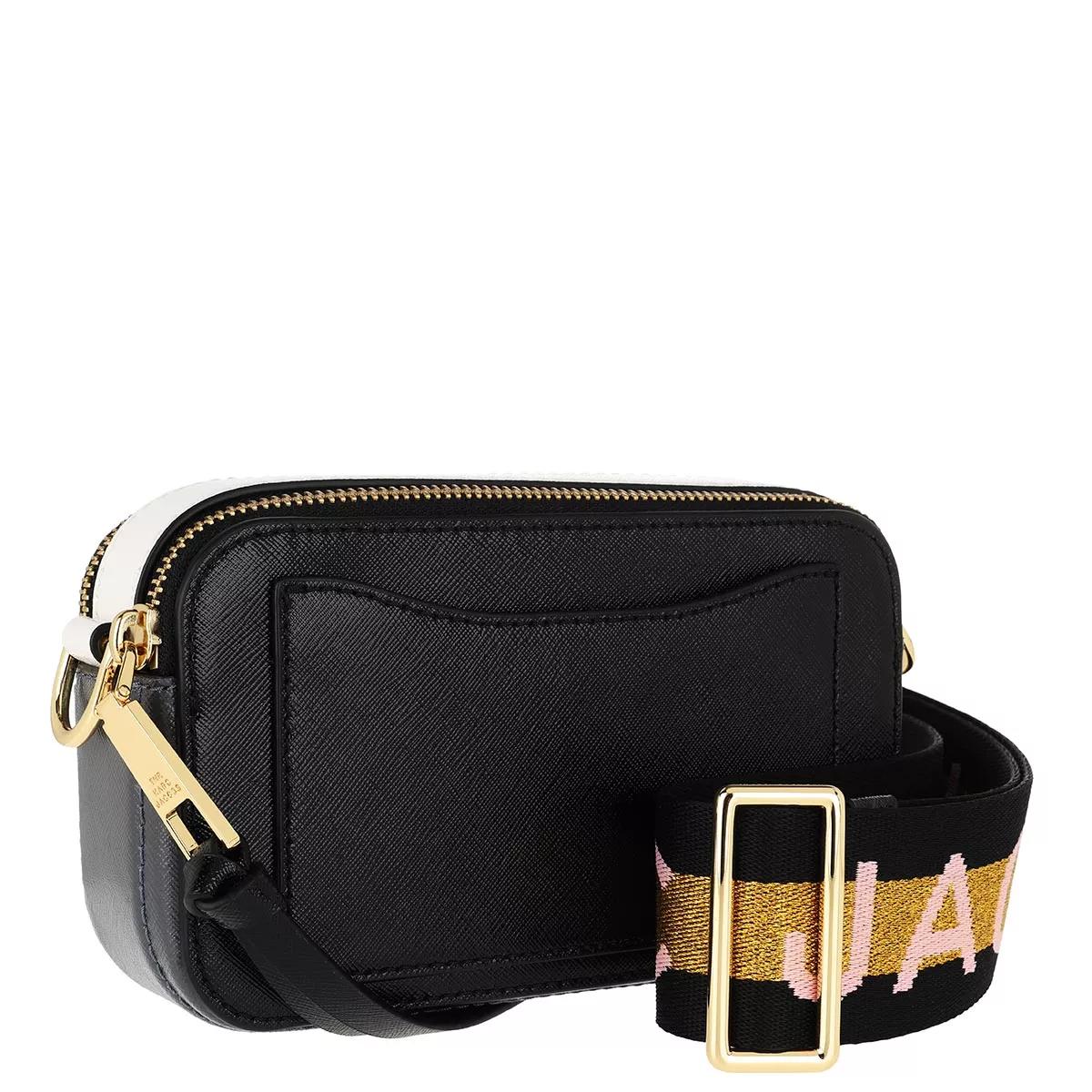 Marc Jacobs Black The Logo Strap Snapshot Small Saffiano Leather Camera Bag  at FORZIERI