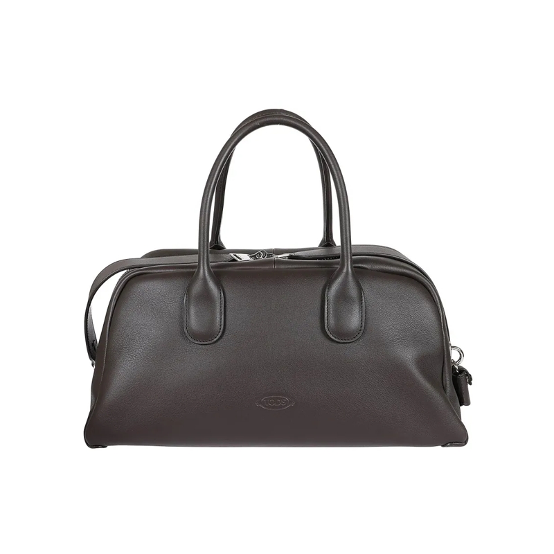 Tod's Sac à bandoulière Structured Brown Leather Shoulder Bag With Polishe Brown