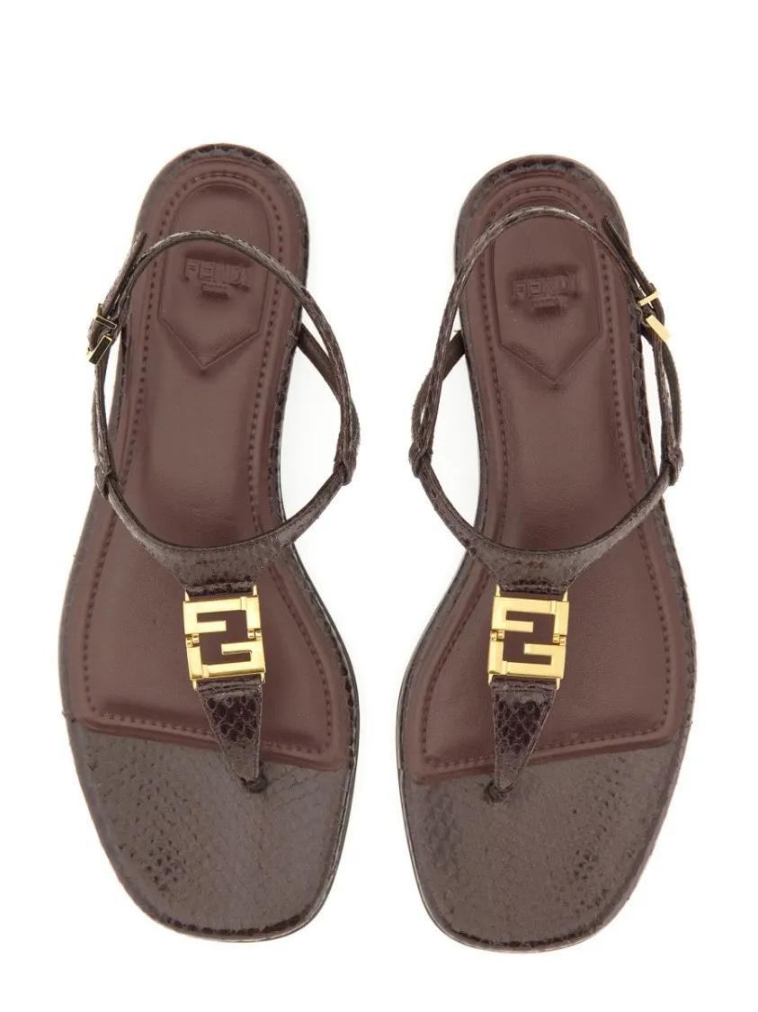 Thumbnail - Fendi Sandalen - "Ffold" Sandals - Gr. 37 (EU) - in Braun - für Damen