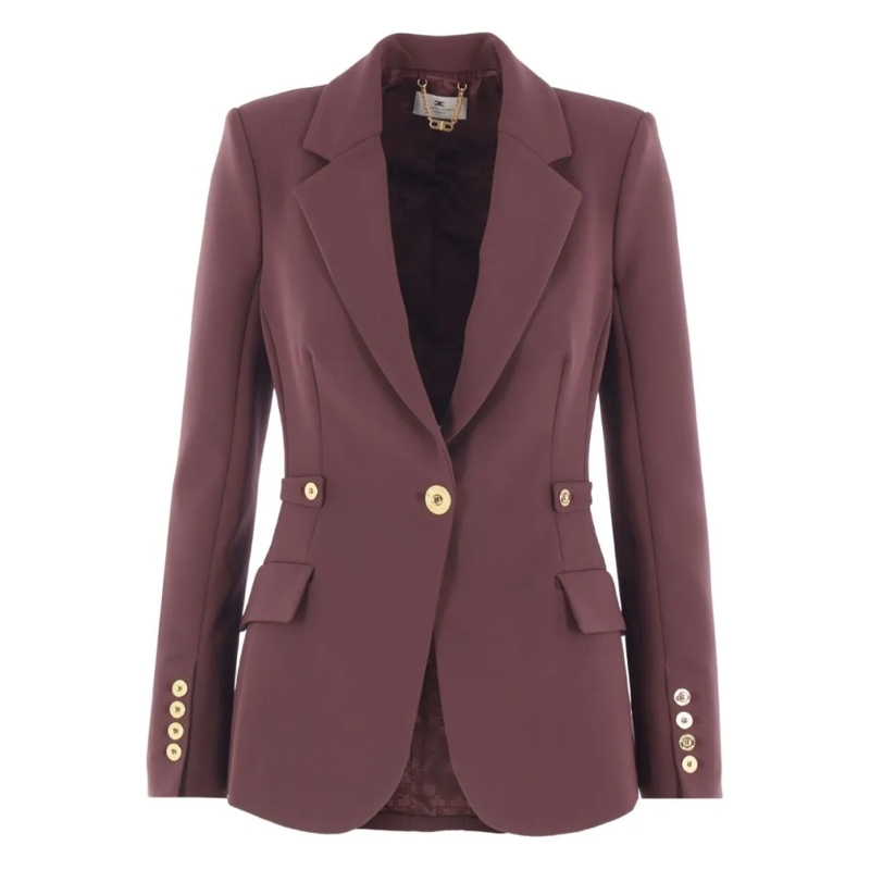Elisabetta Franchi Veste de transition Tailored Jacket With Notched Lapel Purple