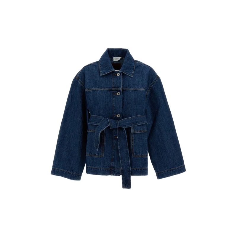 P.A.R.O.S.H. Veste en jean Kimono-Silhouette Denim Jacket With Removable Wais Blue