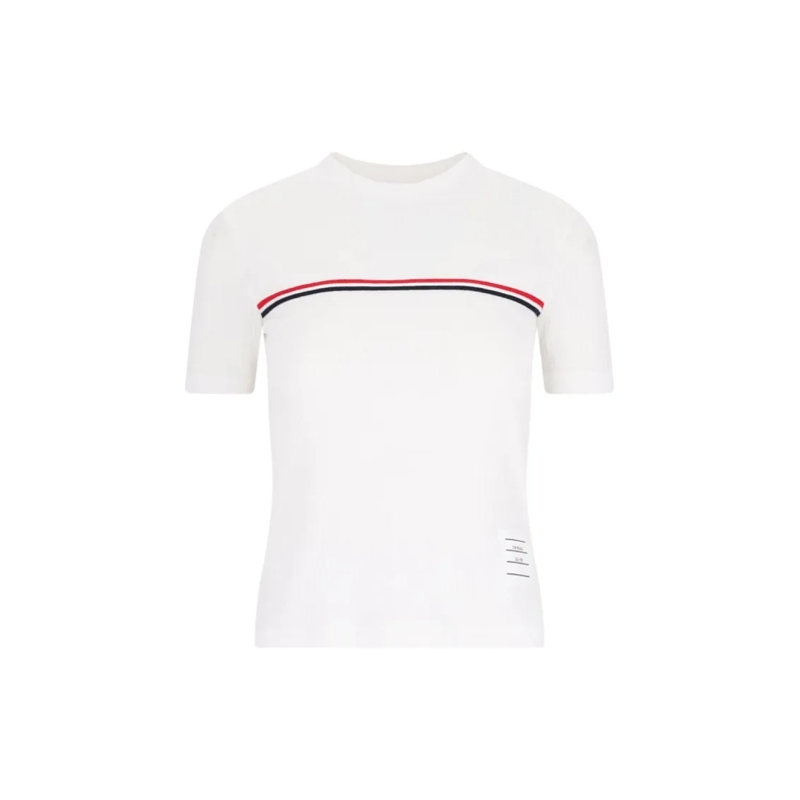 Thom Browne T-shirt "Three Stripes" Logo T-Shirt – White White