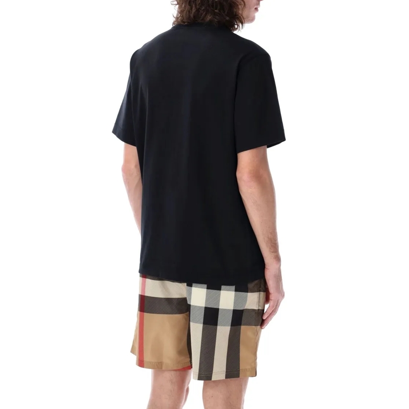 Burberry T-shirt Black Cotton T-Shirt With Equestrian Knight Design Black