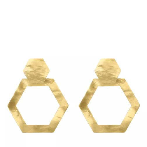 LOTT.gioielli Earrings Hexagon Medium Open Matt Yellow Gold Örhänge