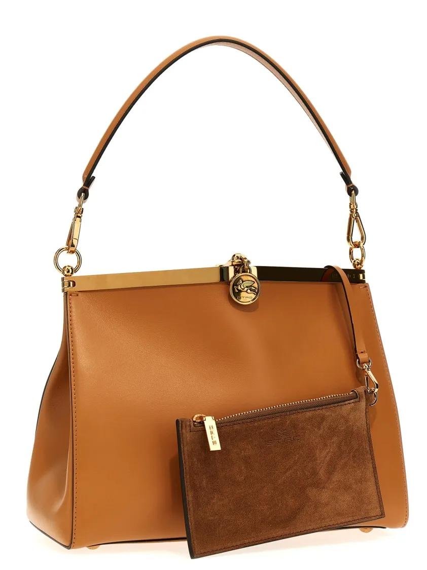 ETRO Iconische Medium Leren Tas met Metalen Sluiting Brown Dames