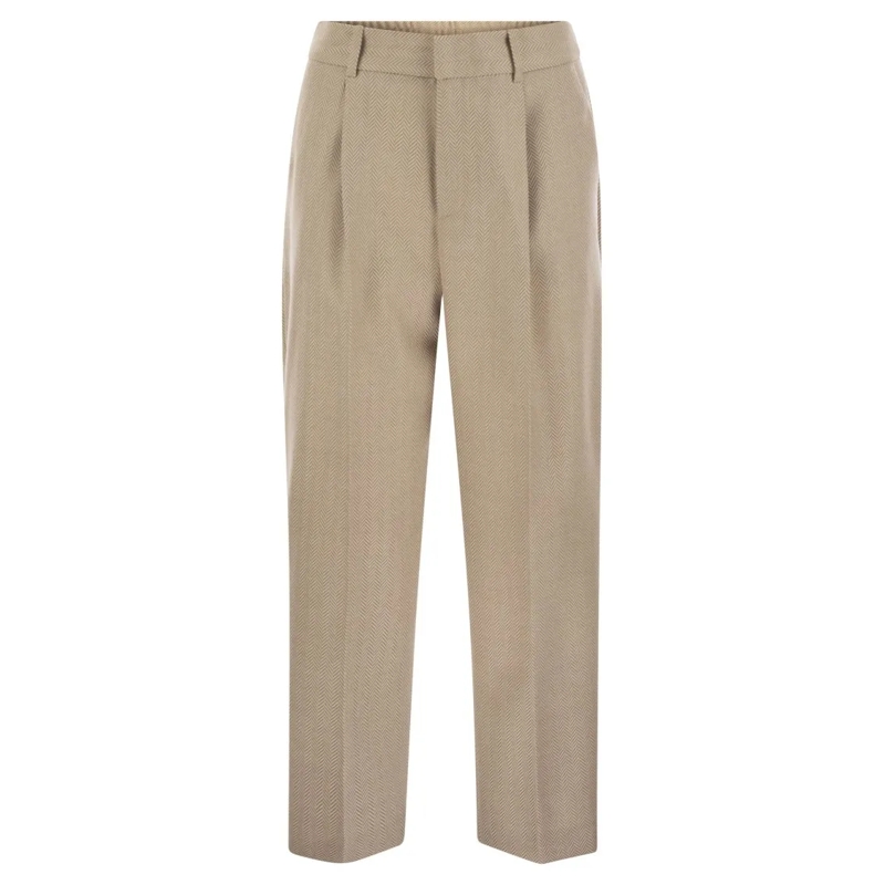 Pt Torino  Daisy - Wool And Cashmere Pinstripe Pants Neutrals