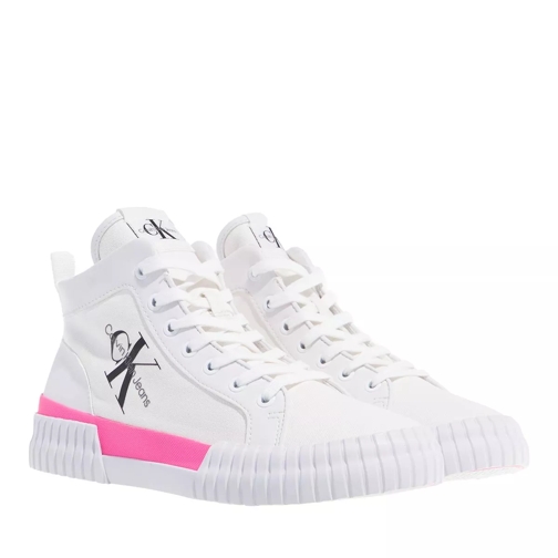 Calvin Klein Skater Vulcanized Laceup Mid White/Neon Pink High-Top Sneaker