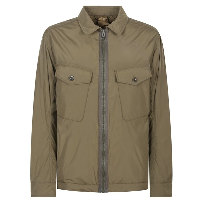Ten C  Front Zip Mid Layer Jacket With Chest Pockets Green