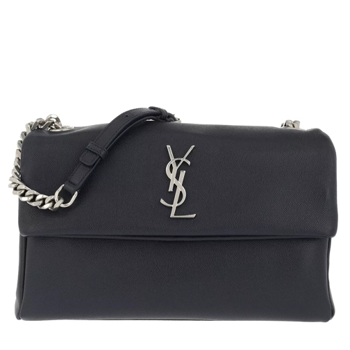 Saint Laurent YSL Monogramme Shoulder Bag Grained Calf Leather Navy Satchel