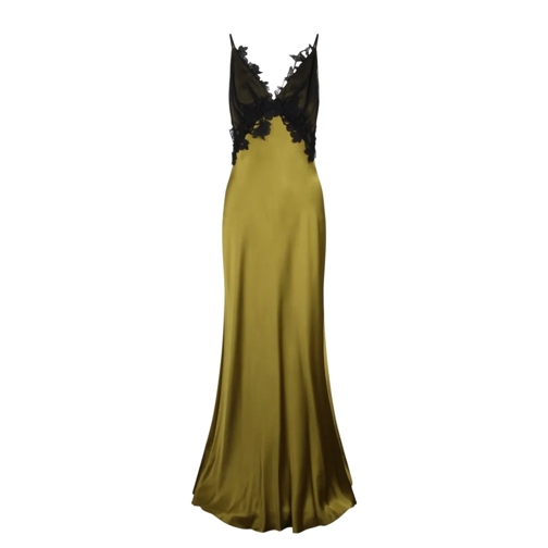 Alberta Ferretti  Long Embroidered Dress Green