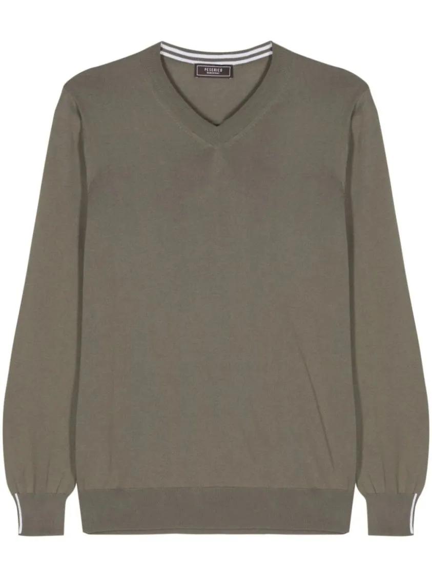 Thumbnail - Peserico - Fine-Ribbed Cotton Jumper - Größe 50 - grün