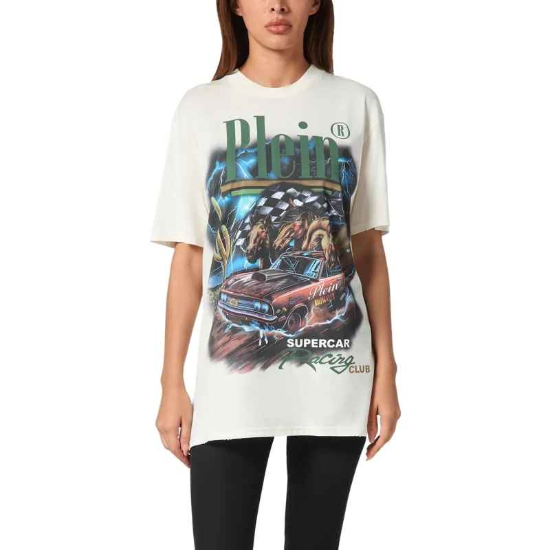 Philipp Plein T-Shirt T-Shirt Racing weiss(Image 3)