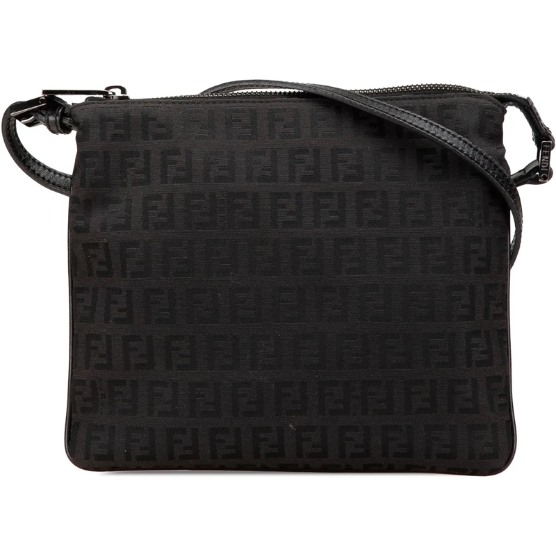 Fendi Schultertasche Zucchino Canvas Crossbody schwarz