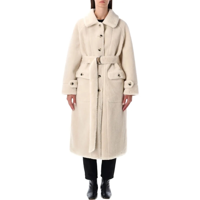 Urbancode  Reversible Faux Fur Belted Coat With Suede Interio Neutrals