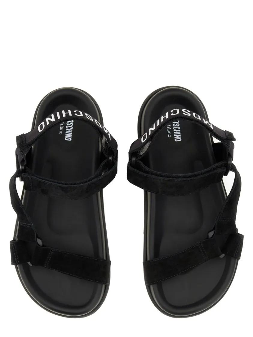 Thumbnail - Moschino Sandalen - Black Leather Sandals - Gr. 37 (EU) - in Schwarz - für Damen