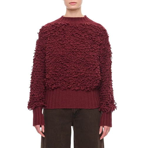 Molly Goddard Pullover Sara Wool Ruffle Jumper Burgundy