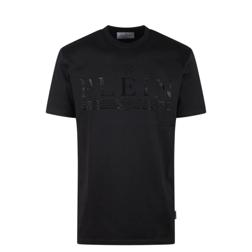 Philipp Plein Round Neck Ss Bejeweled Logo T-Shirt Black T-Shirts