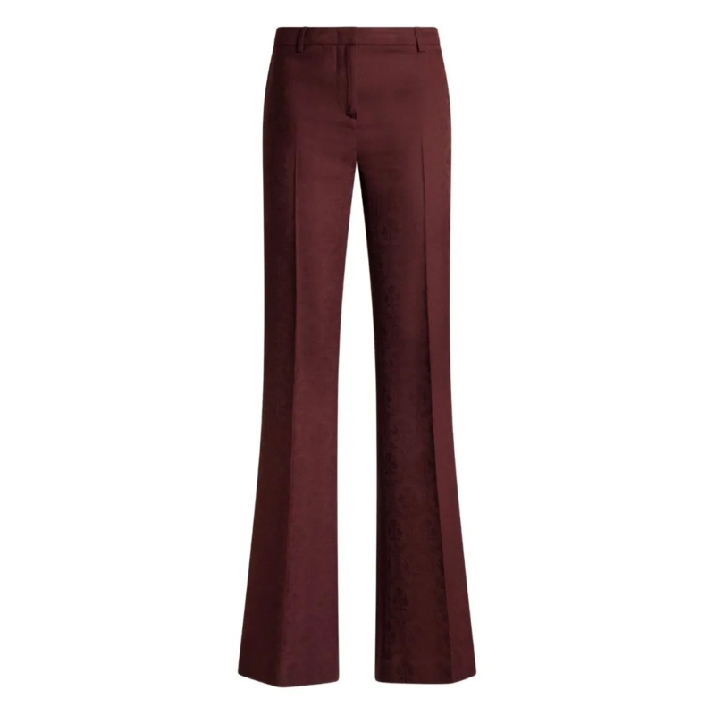 Etro  Cool Wool Jacquard Trousers Burgundy