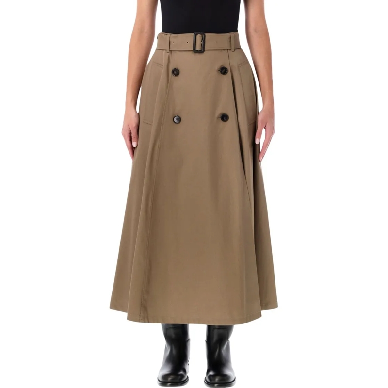 Burberry Midirok London Gabardine Trench Midi Skirt Brown