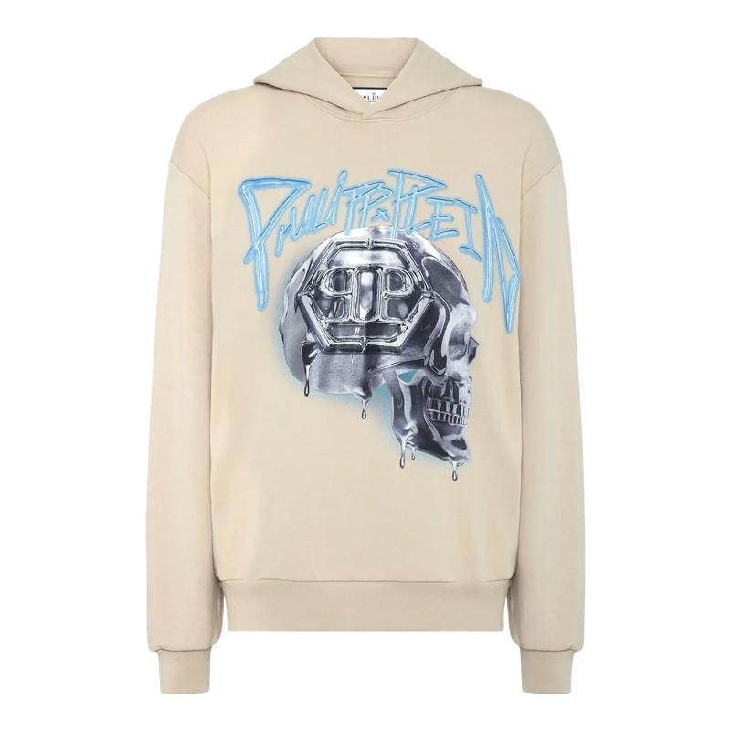 Philipp Plein Top Hoodie Skull beige