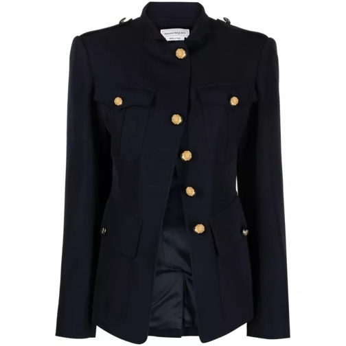 Alexander McQueen Military Navy Blue Jacket Black 