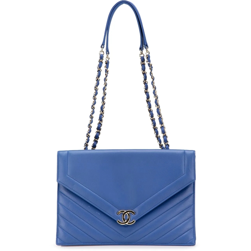 Chanel Sac à bandoulière Chevron Calfskin Coco Envelope Shoulder Bag blau