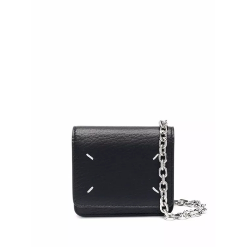 Maison Margiela Black Wallet With Silver-Tone Chain And Stitching  Black Wallet On A Chain