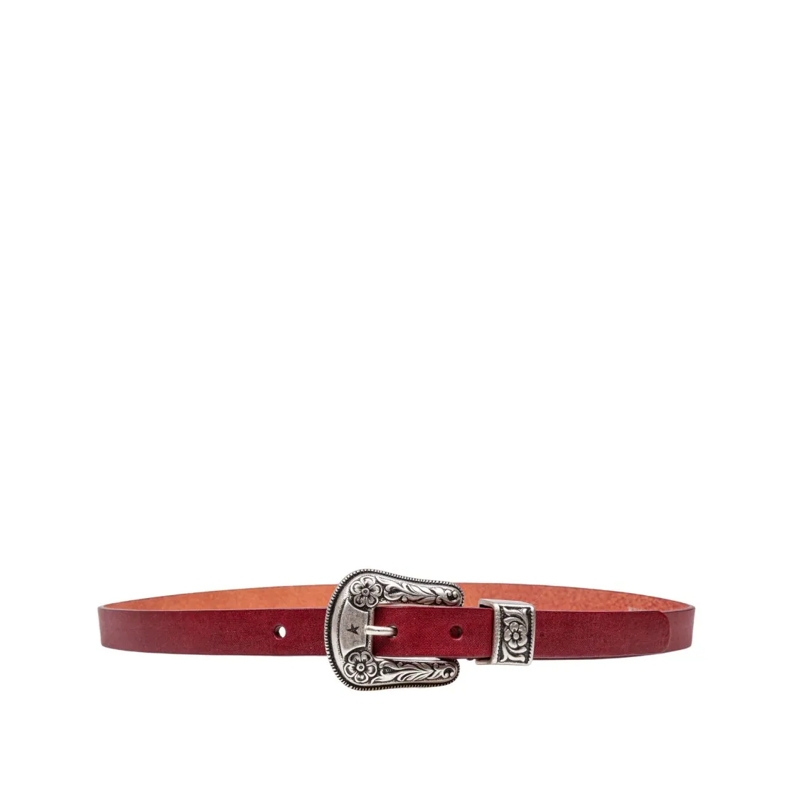 Golden Goose Gürtel Vintage-Effect Washed Leather Belt Cherry Color Red