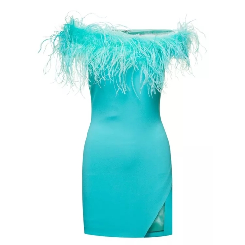 Giuseppe Di Morabito Mini Light Blue Dress With Feather Trim And Split  Blue 