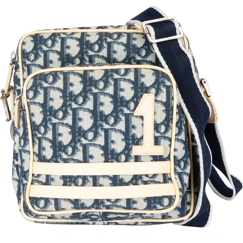 Christian Dior Schultertasche Christian Dior Trotter Monogram No. 1 Galliano Cro blau