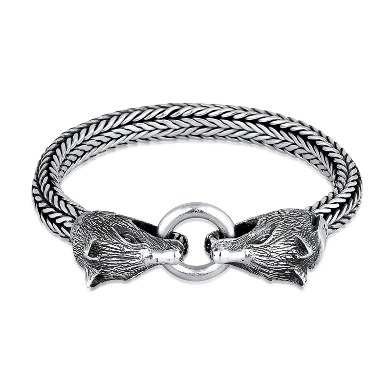 Kuzzoi Armband Armband Herren Wolfskopf Ringverschluss Trend 925  silber